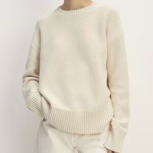 EVERLANE The Cotton Honeycomb Square Crew Sweater
